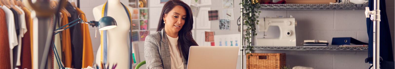 A business woman using a laptop